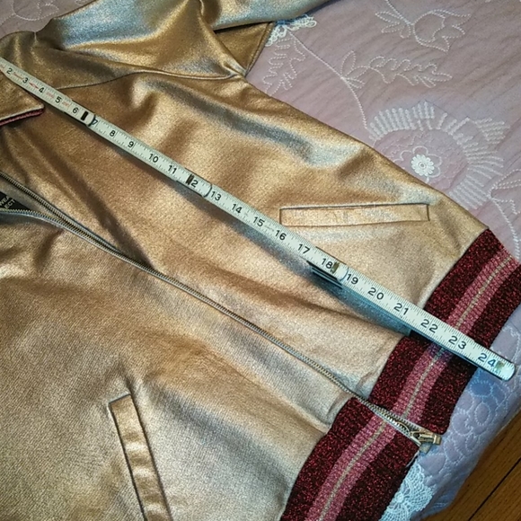 Gold Metallic 💙 Zara Bomber Jacket 💜 - Picture 10 of 10